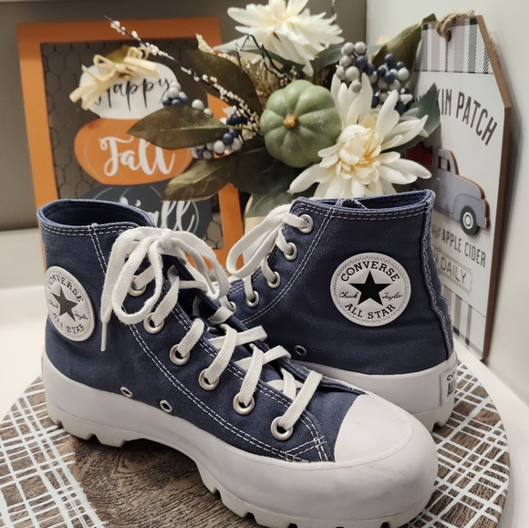 😍EUC Converse Chuck Taylor All Star High Top Lugged Lace Up Sneakers, Navy Blue - Picture 5 of 15